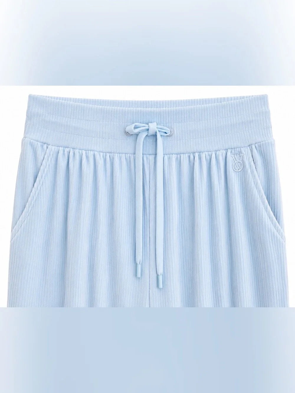 Victoria's Secret Ribbed Lounge Jogger Sweatpants XS Baby Blue Soft Cozy Velour